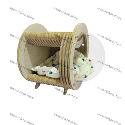Pet boat with window Modern cat bed inspired by spacecraft Fashion pet furniture