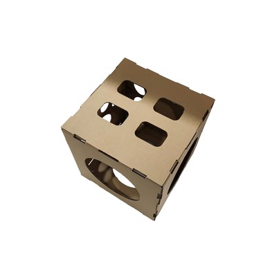 Corrugated cardboard cat litter foldable design cat play house pet corrugated cardboard square stack