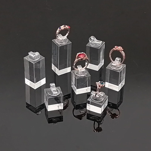 7Pcs Different Height Acrylic Round/Square FingerRing Display Stand Holder Showcase for Bead Rings J