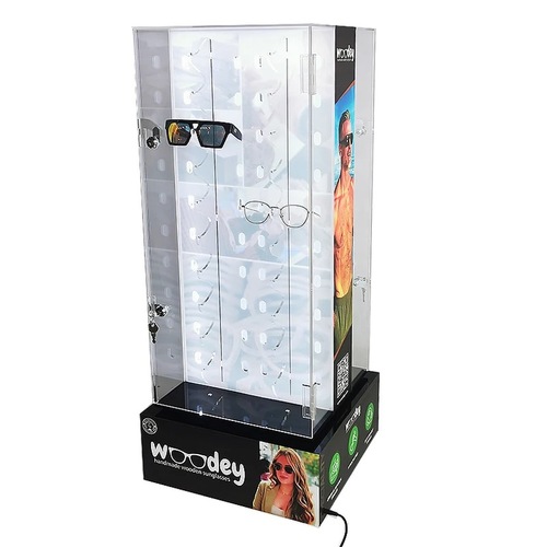 New Design Acrylic Eyewear Display Case with 360-Degree Rotating Feature